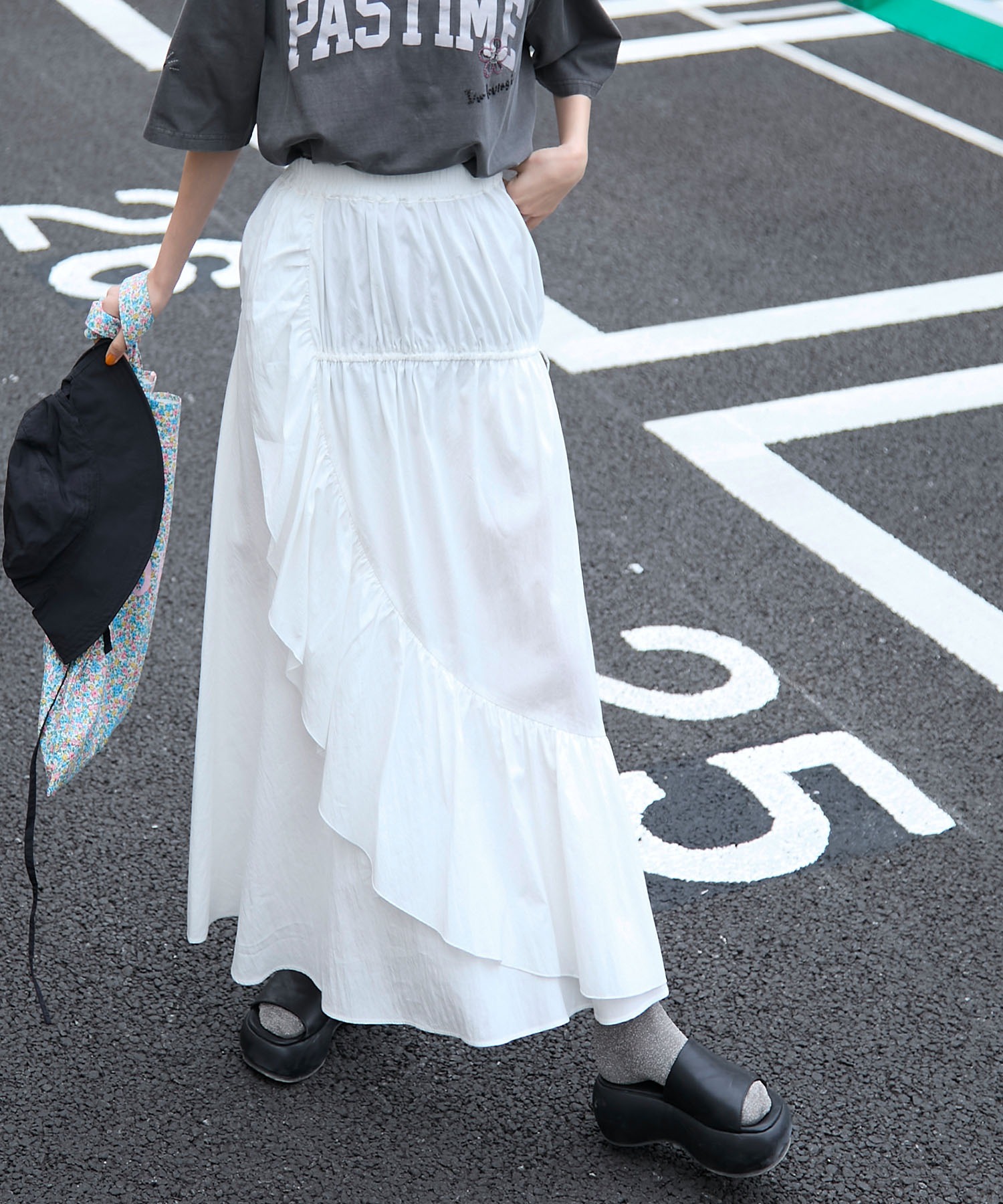 forksy.】ドロストアシンメトリーフリルスカート forksy.│MONO-MART