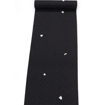 東レシルック 小紋k1376 紋意匠生地 黒地 唐草に蝶 【大久保信子】【奏