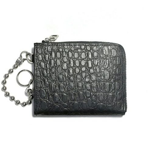 JSC-MSM002)L字ファスナー ミニ財布 レザー 二つ折り クロコダイル