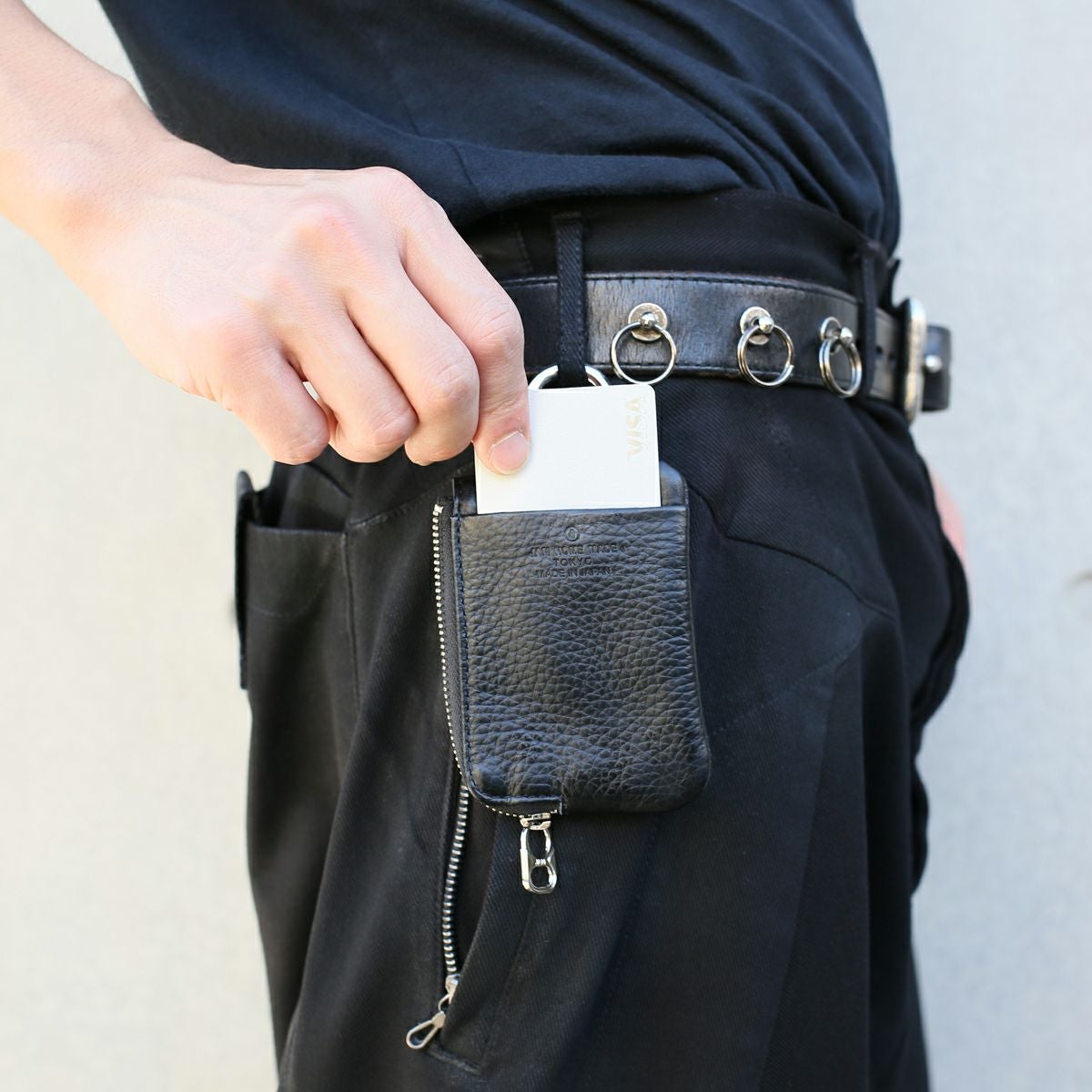 手ぶらL字ZIPポーチ/フラグメントケース スコッチガードレザー