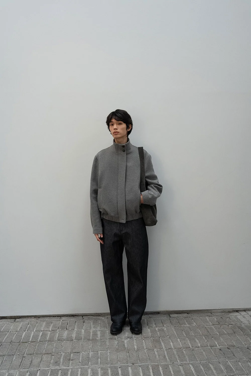 mannish high neck blouson | OHOTORO