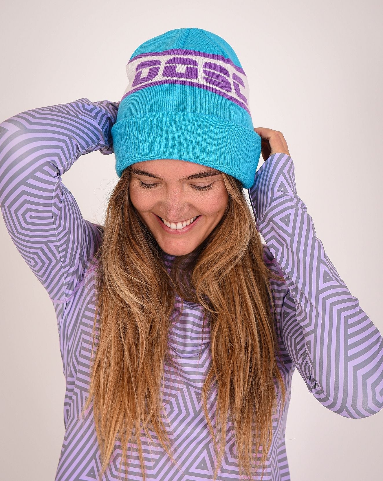 Blue Purple White White Beanie | Skiing Hat – OOSC Clothing