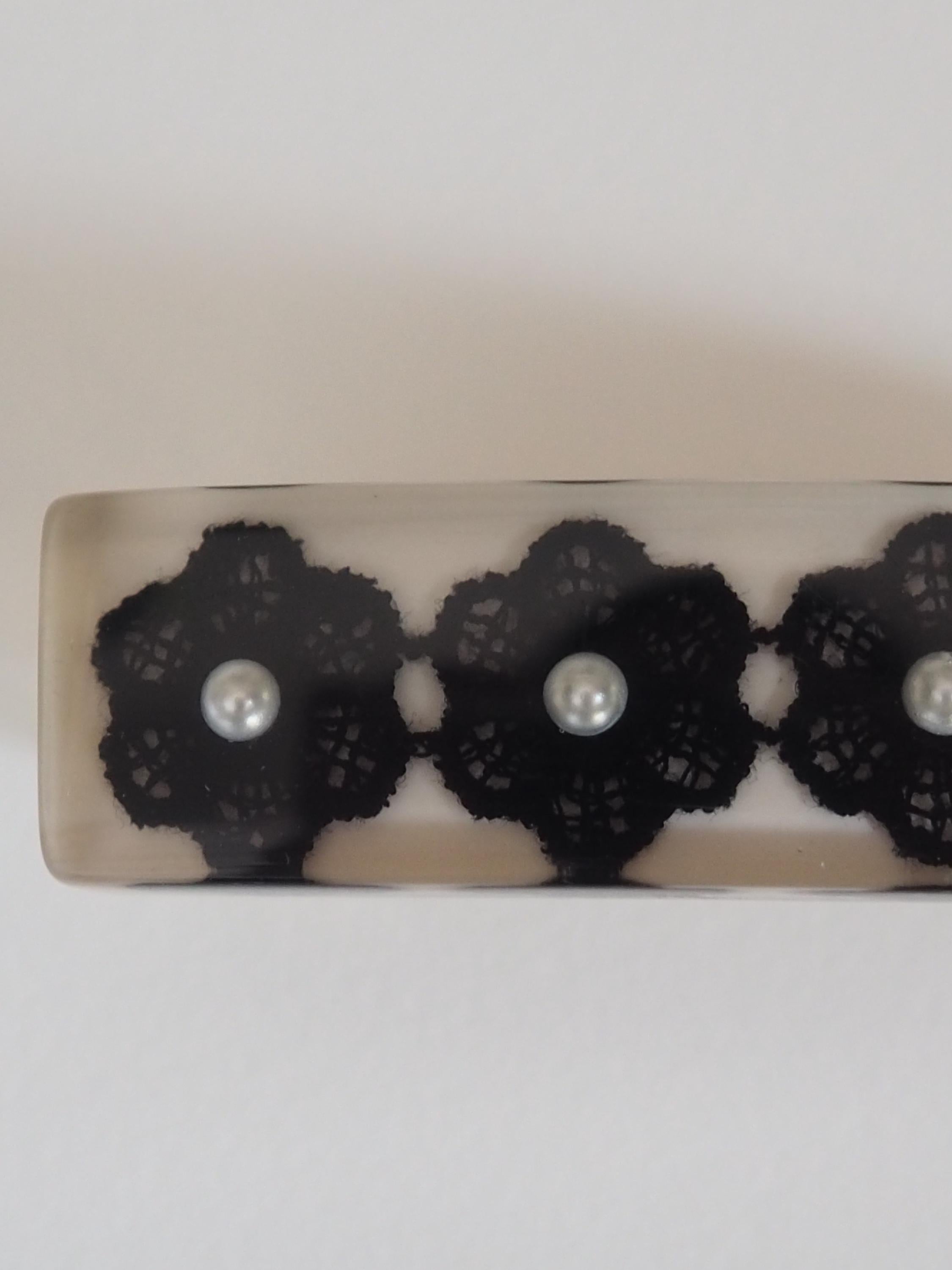 CHANEL シャネル COCO フラワー レース ヘアー バレッタ ホワイト