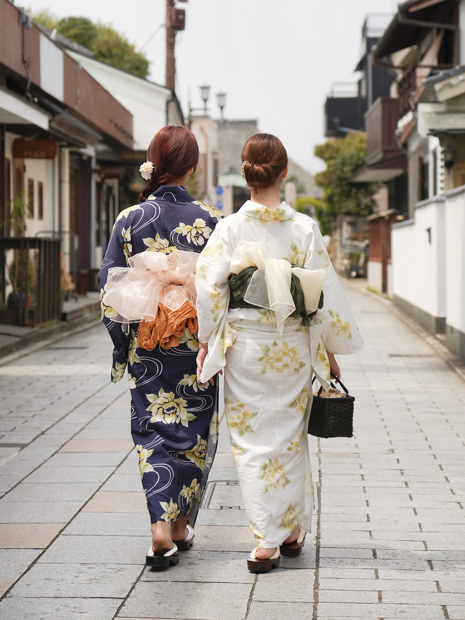 オリジナル牡丹柄浴衣＆帯セット