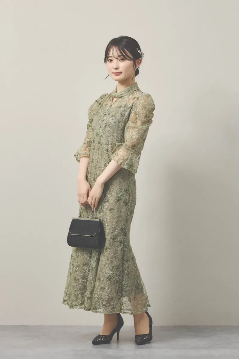 グリーンのスパンコールレースマーメイドドレス[S] Lejaのレンタル｜11