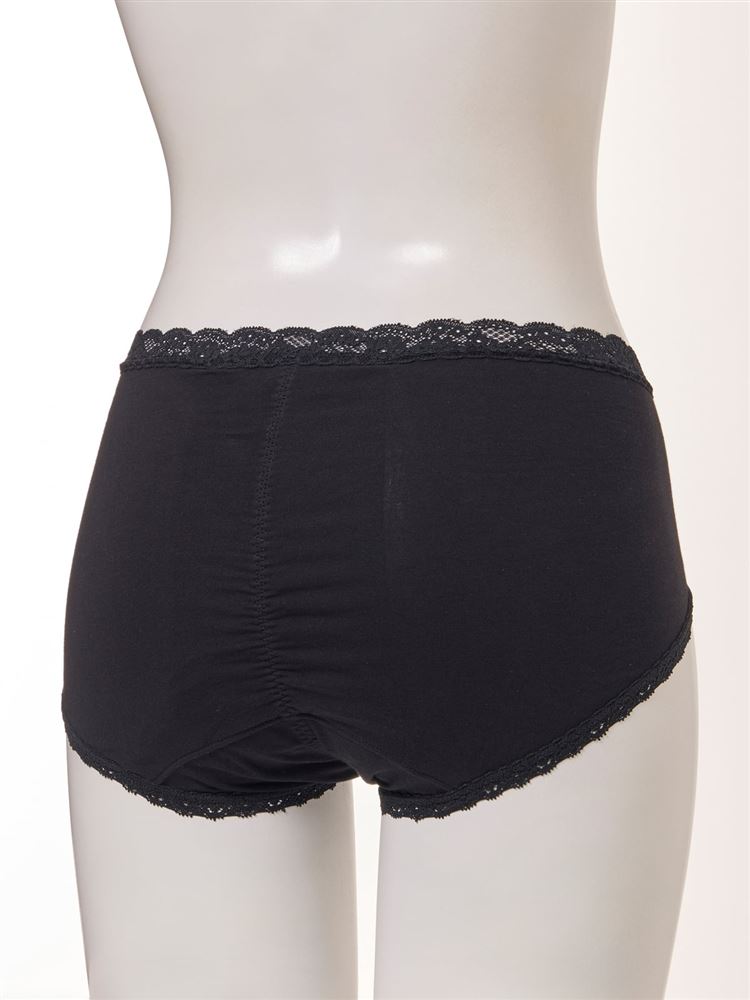 きもちいいショーツ]綿混ウエストレースナイトサニタリーショーツ