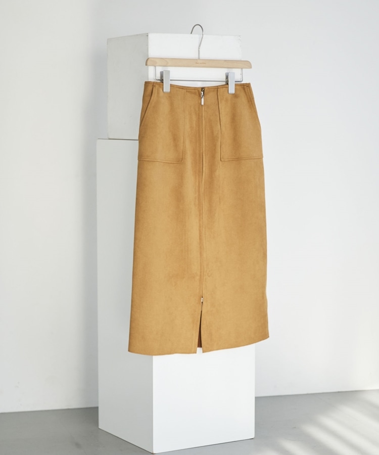 ダブルZIPフェイクスエードタイトスカート(38 BROWN): スカート