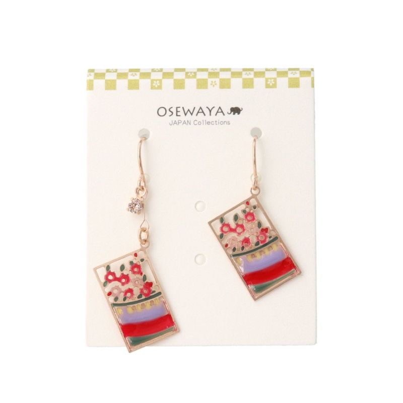 ピアス 花札 桜に幕 松に鶴 芒に月 ストーン サージカルステンレス