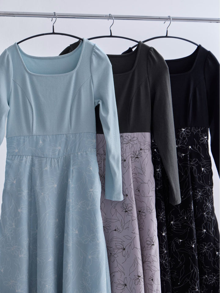 フラワードッキングワンピース 25AW：モーブピンク│胸が大きな女性の