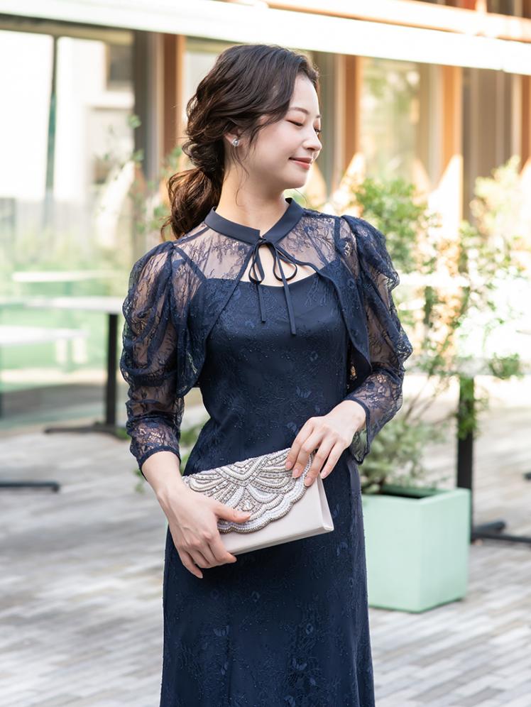 レースボレロマーメイドドレス(ネイビー)CL1-424NA-L | パーティドレス