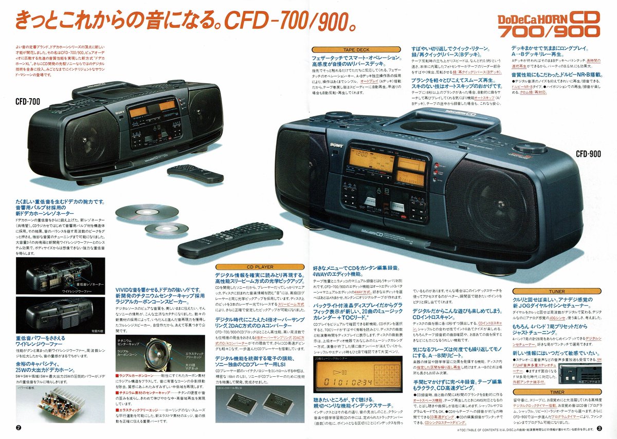 ソニー ラジオカセット総合カタログ（1989.11） ドデカホーンCDの最