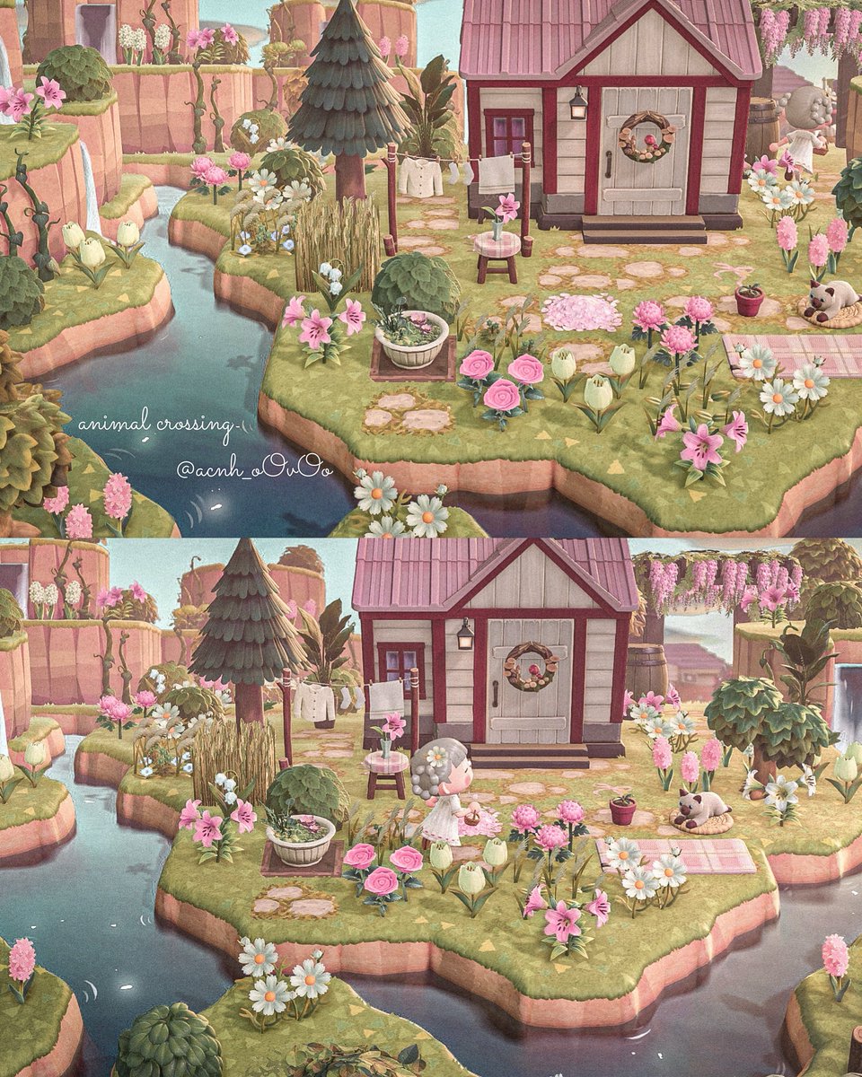 ピンク×ブラウンのお庭 🎀︎︎⟡.· #あつ森 #あつまれどうぶつの森