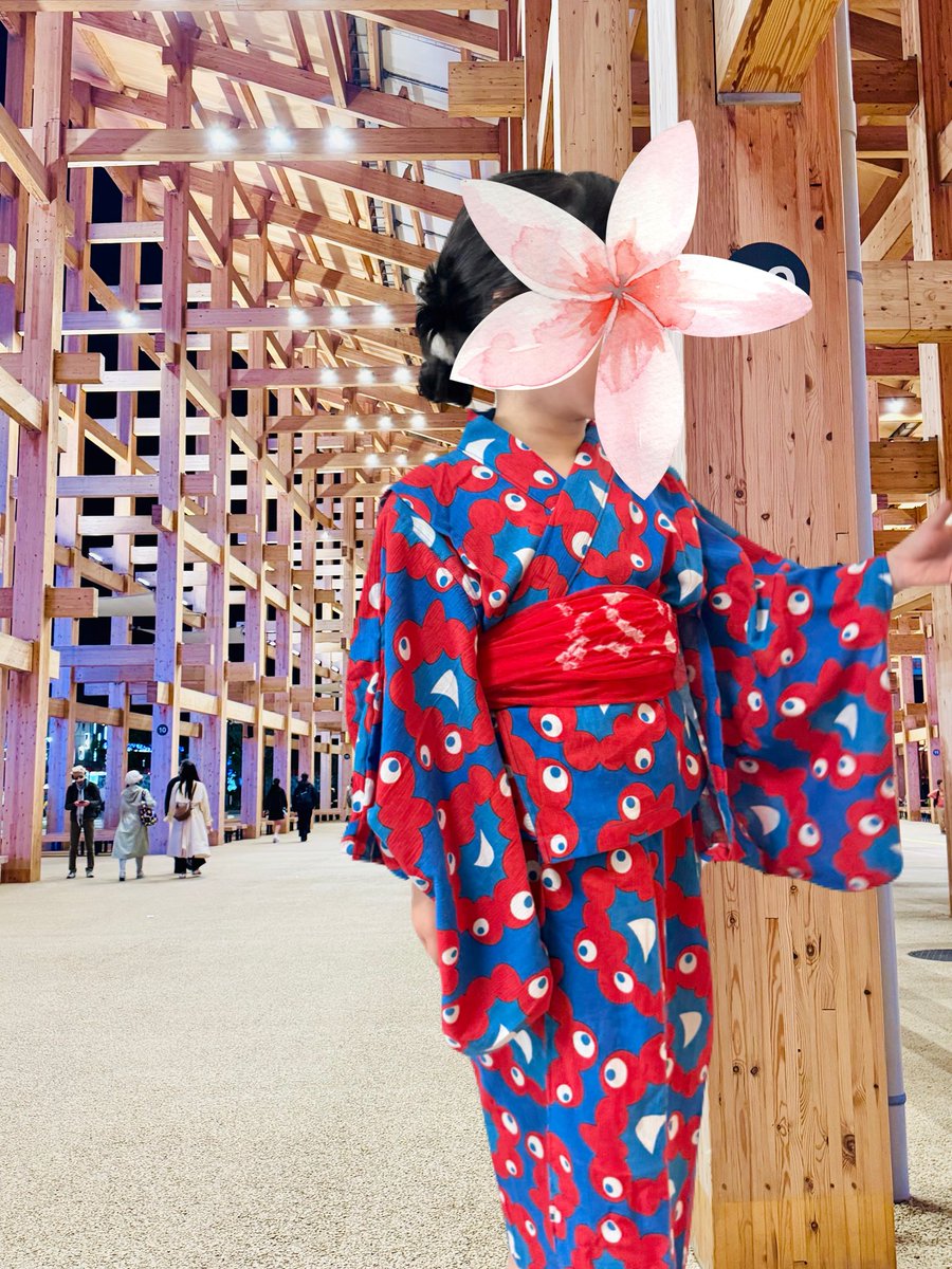 すごい！オールミャクミャク柄の浴衣、めちゃ目立ちます！そして可愛い