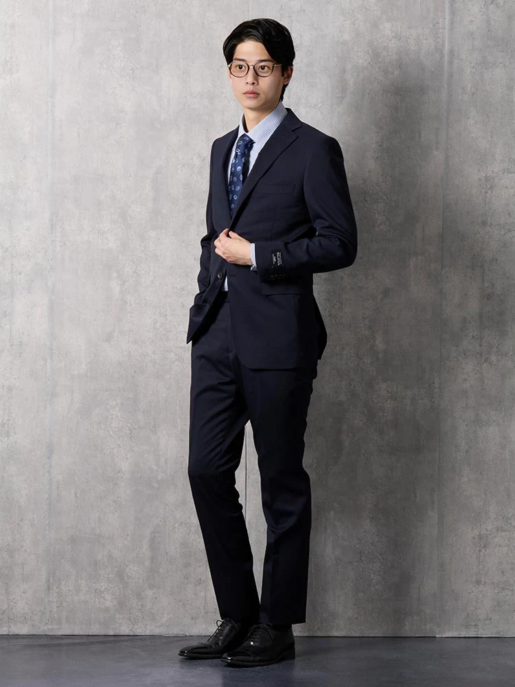 上下洗える/SOLOTEX】定番ツーパンツスーツ シャドウストライプ