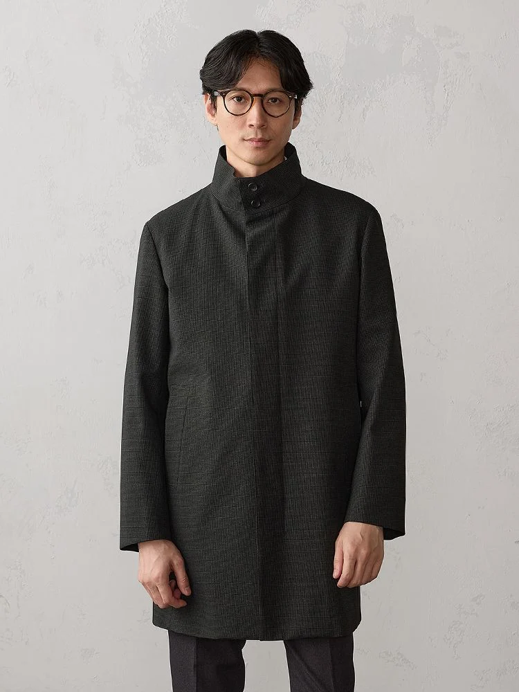 C．グレー ライナー付き スタンドカラーコート ネイビー/グレー