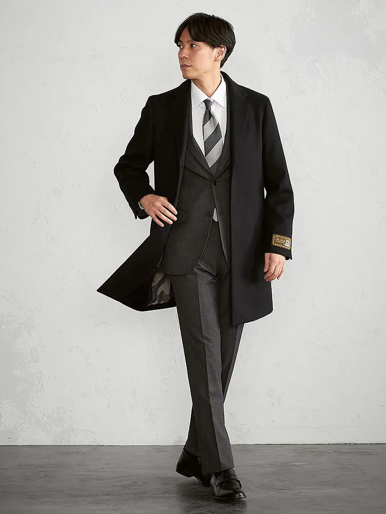 カシミヤブレンド ウールチェスターコート ブラック | P.S.FA公式通販