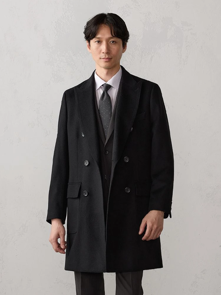 ウール100％ ダブルチェスターコート ブラック | P.S.FA公式通販