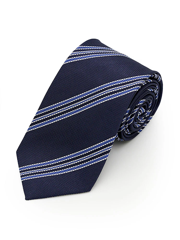 ネイビー ワイドストライプネクタイ グレー/ワイン/ネイビー | P.S.FA