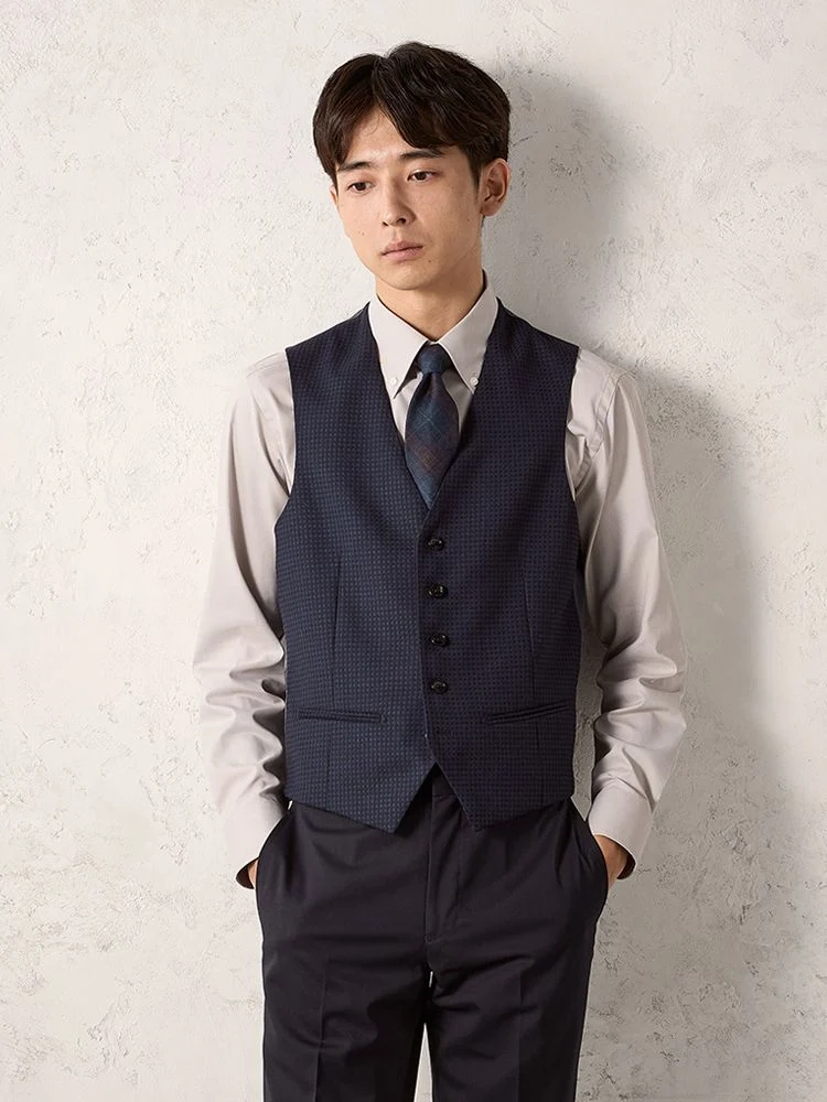 ウール100％】フォーマルベスト チェック柄 ネイビー | P.S.FA公式通販