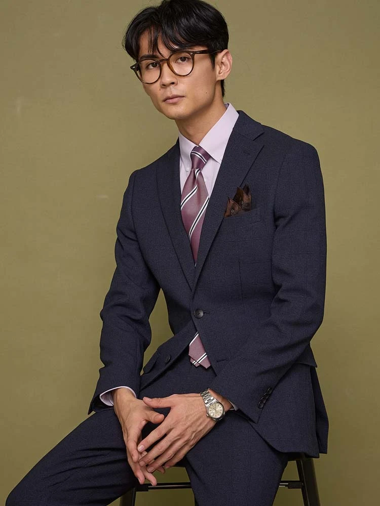 WOOLY WASH SUIT》WEB限定スーツ【洗える/ウールライク】チェック