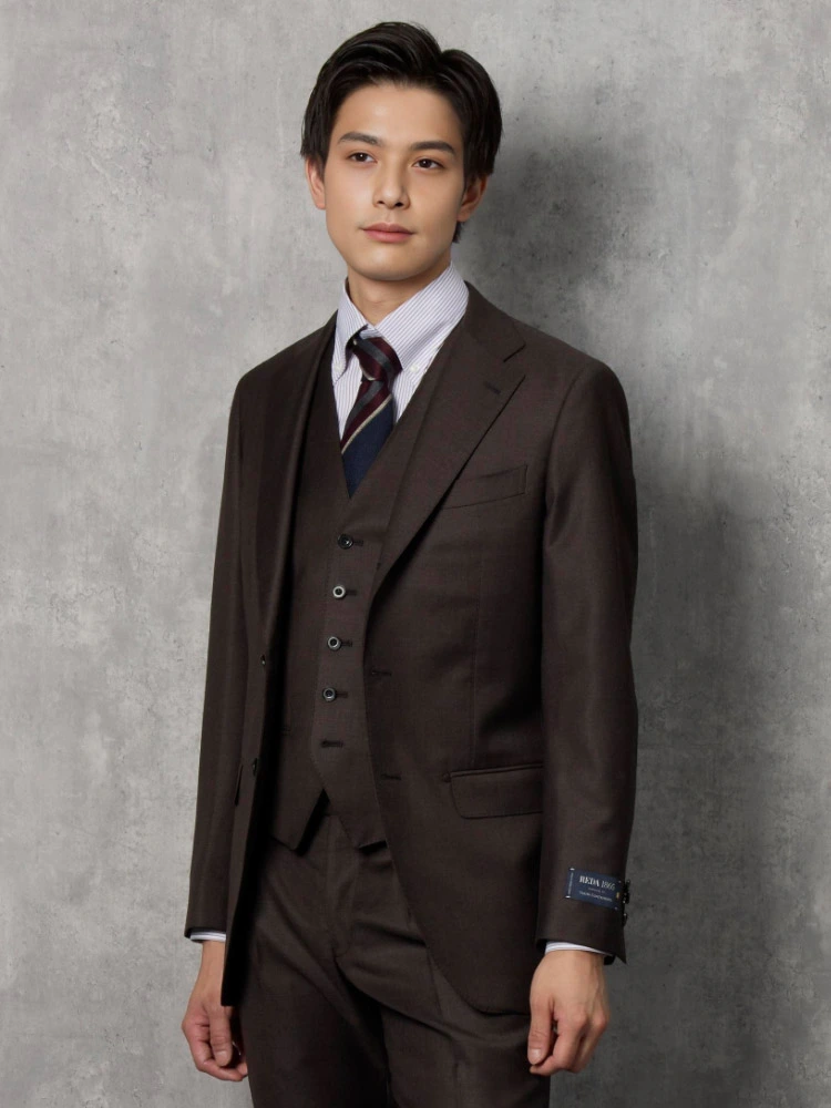 REDA】ウール100％ スリーピースウールスーツ ブラウン | P.S.FA公式通販