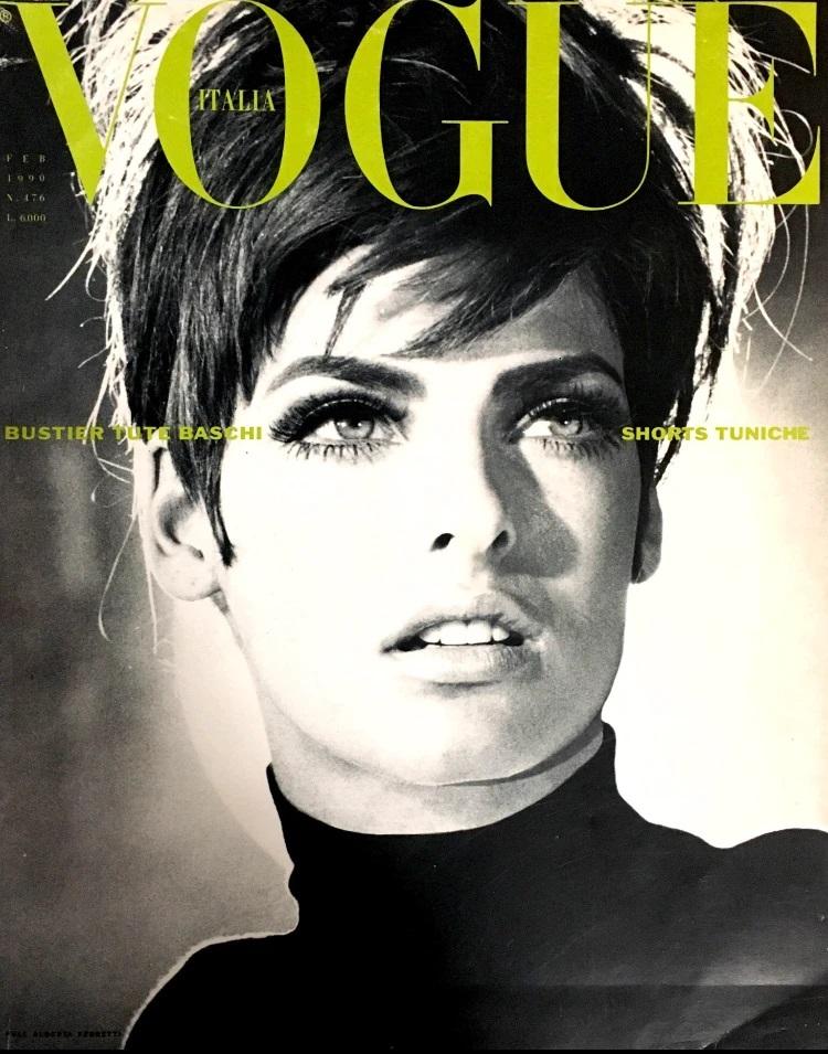 VOGUE Italia magazine February 1990 LINDA EVANGELISTA Christy