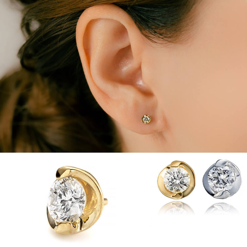 K18 プラチナ ダイヤモンド │ 2点留めダイヤモンド アンテナ