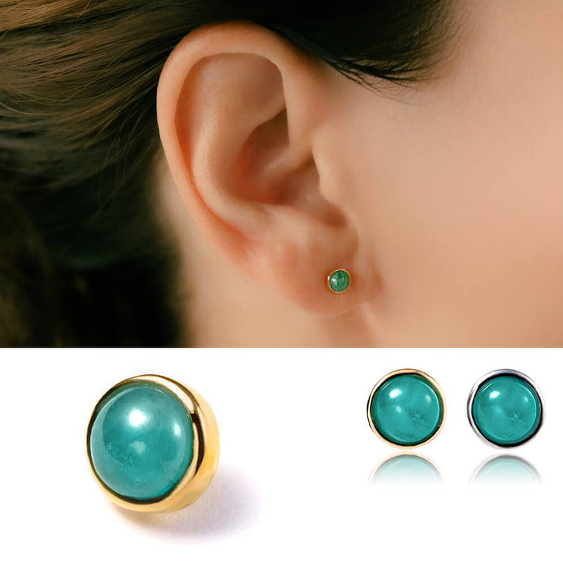 K18/Pt パライバトルマリン カボション ボディピアス│金属アレルギー