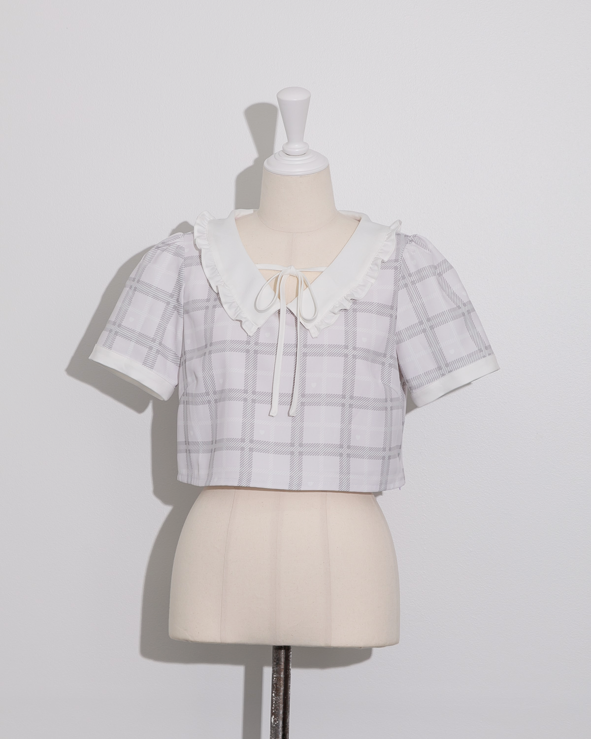 piumハートチェックフリルカラートップス