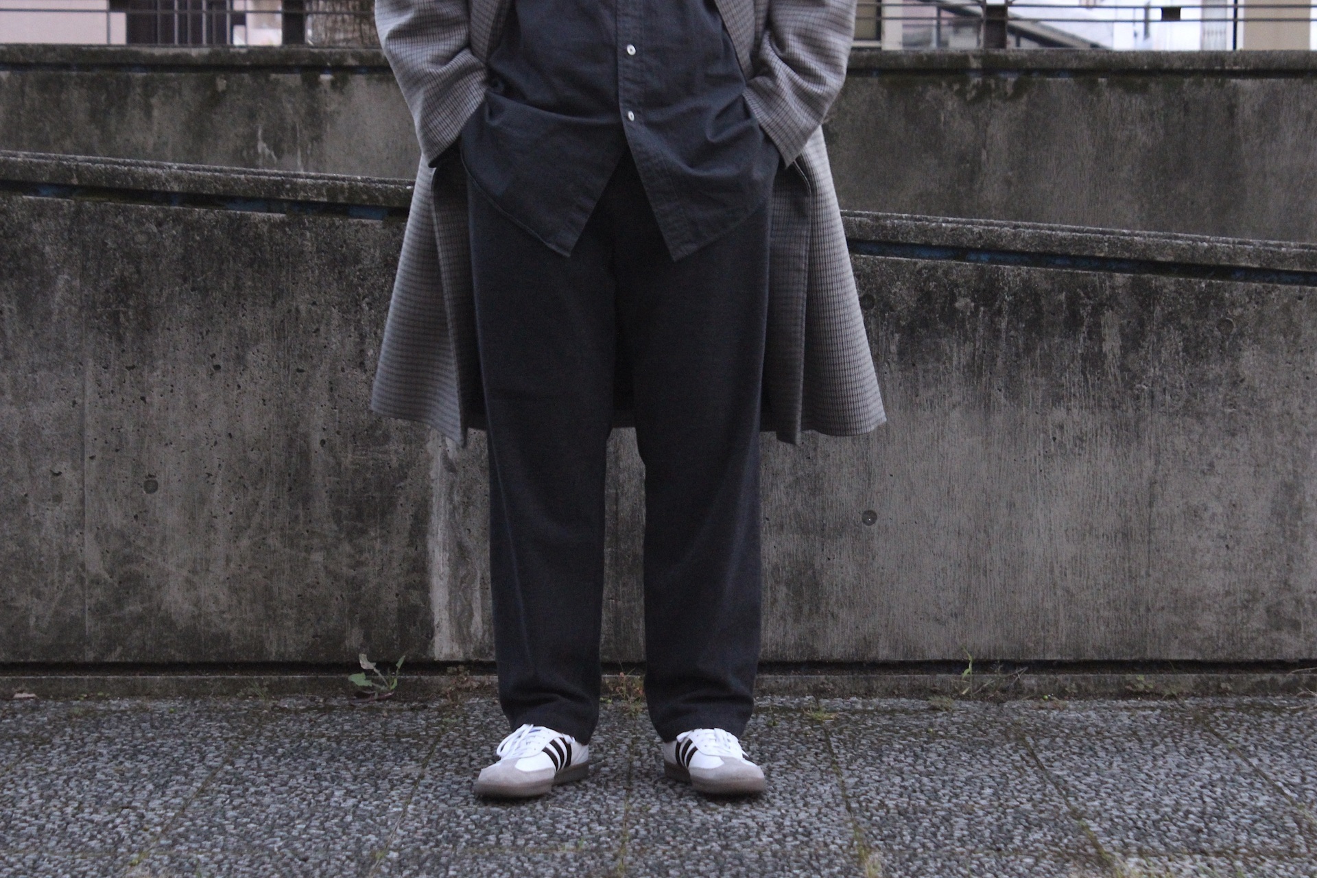 AURALEE - DOUBLE FACE CHECK SOUTIEN COLLAR COAT: VIOLA STELLA