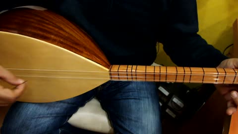 Kısa Sap Saz Bağlama, Turkish Mahogany Short Neck Saz Baglama on