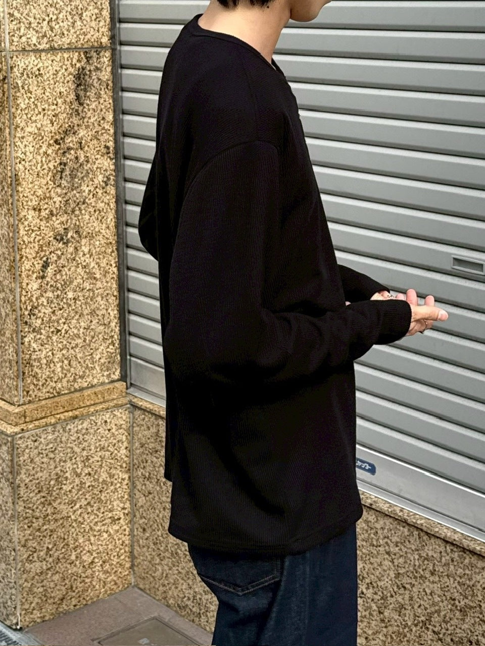 受注制【Chikashitsu +】front hook long sleeve knit