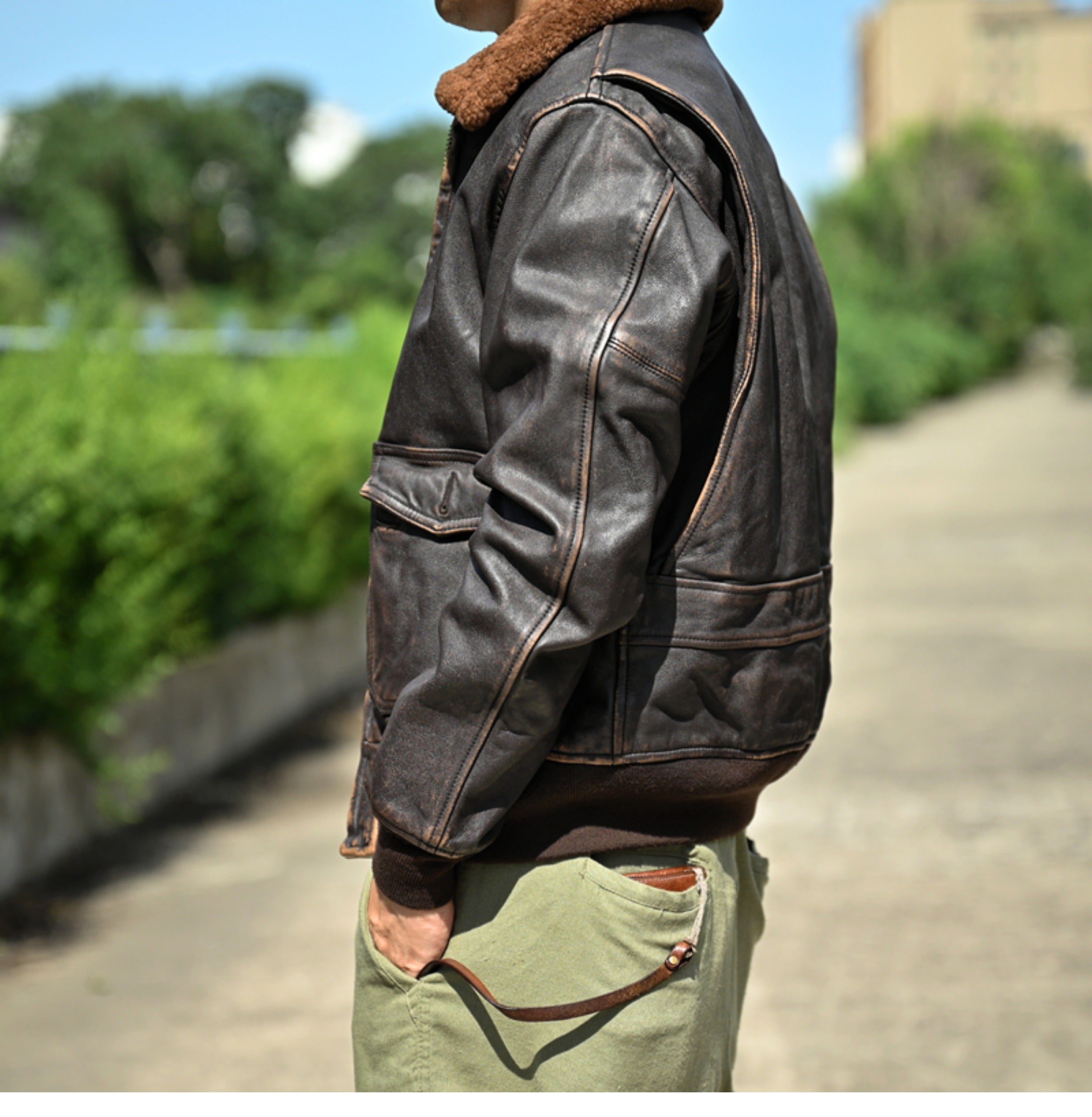 絶妙なヴィンテージ加工☆ゴートレザーG-1 フライトジャケット☆M～2XL