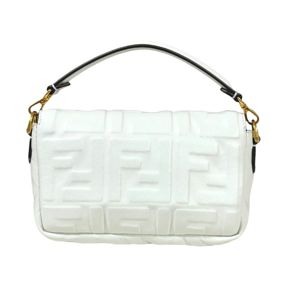 FENDI フェンディ バゲット ミニ ショルダーバッグ レザー ホワイト