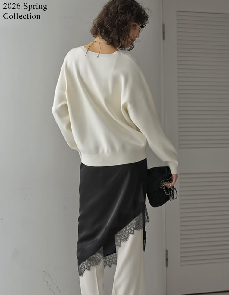 サテンレースアシンメトリーラップスカート - スカート通販 | 人気