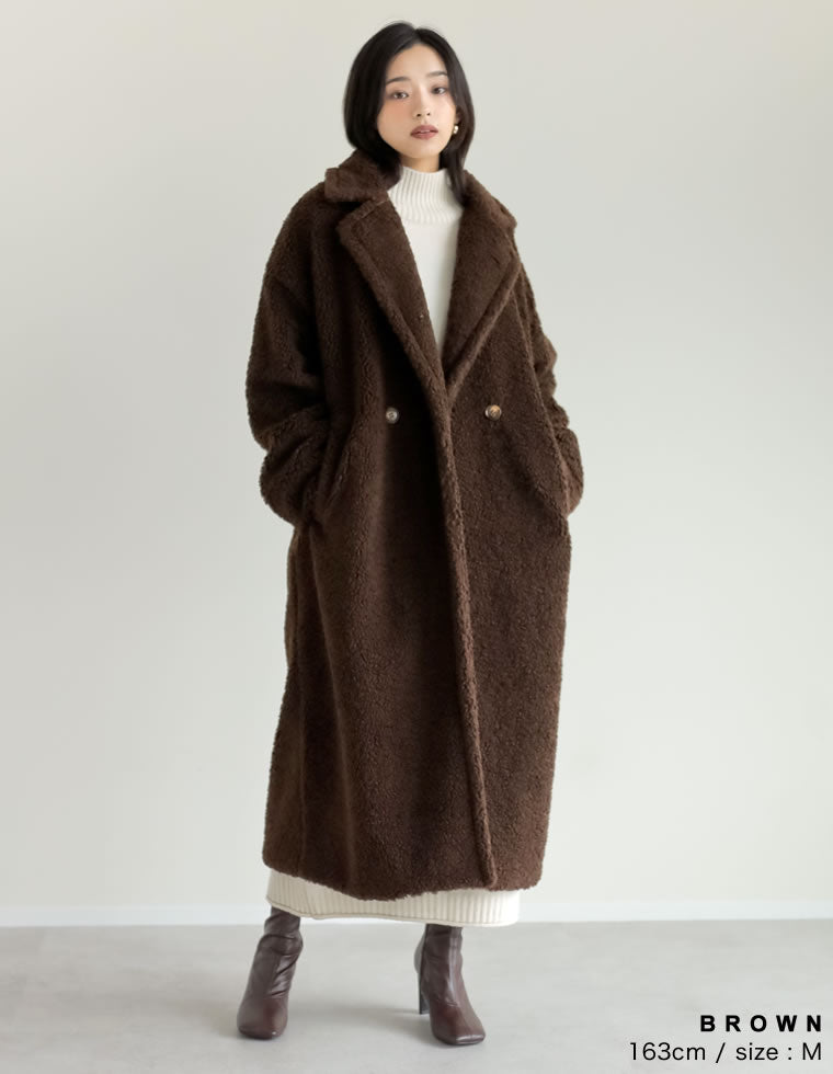 ボアビッグカラーダブルチェスターコート - ジャケット/アウター通販