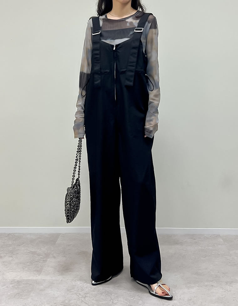 ツイード深Vネック金ボタンサロペット - オールインワン通販 | 人気