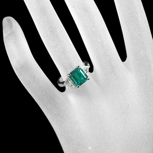 JL201☆最高級 コロンビア産エメラルド2.718ct D pt リング ソ付