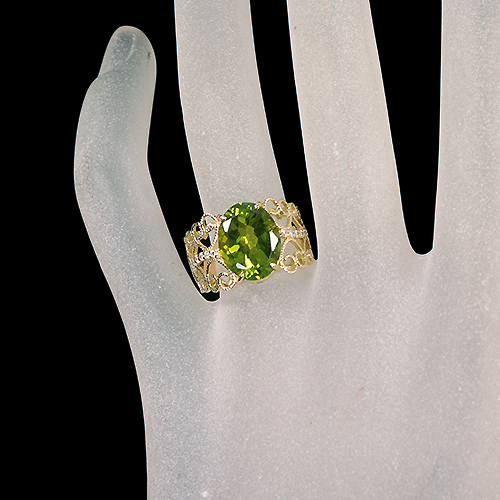 ペリドット 5.4ct ダイヤモンド イエローゴールド リング(指輪)【品質