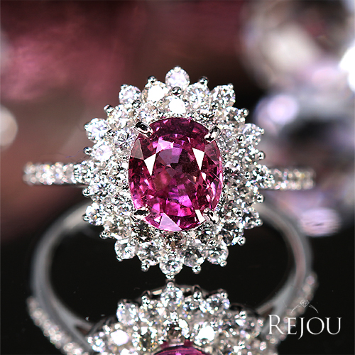 ピンクサファイア 約2ct ダイヤモンド 約1ct プラチナ リング(指輪