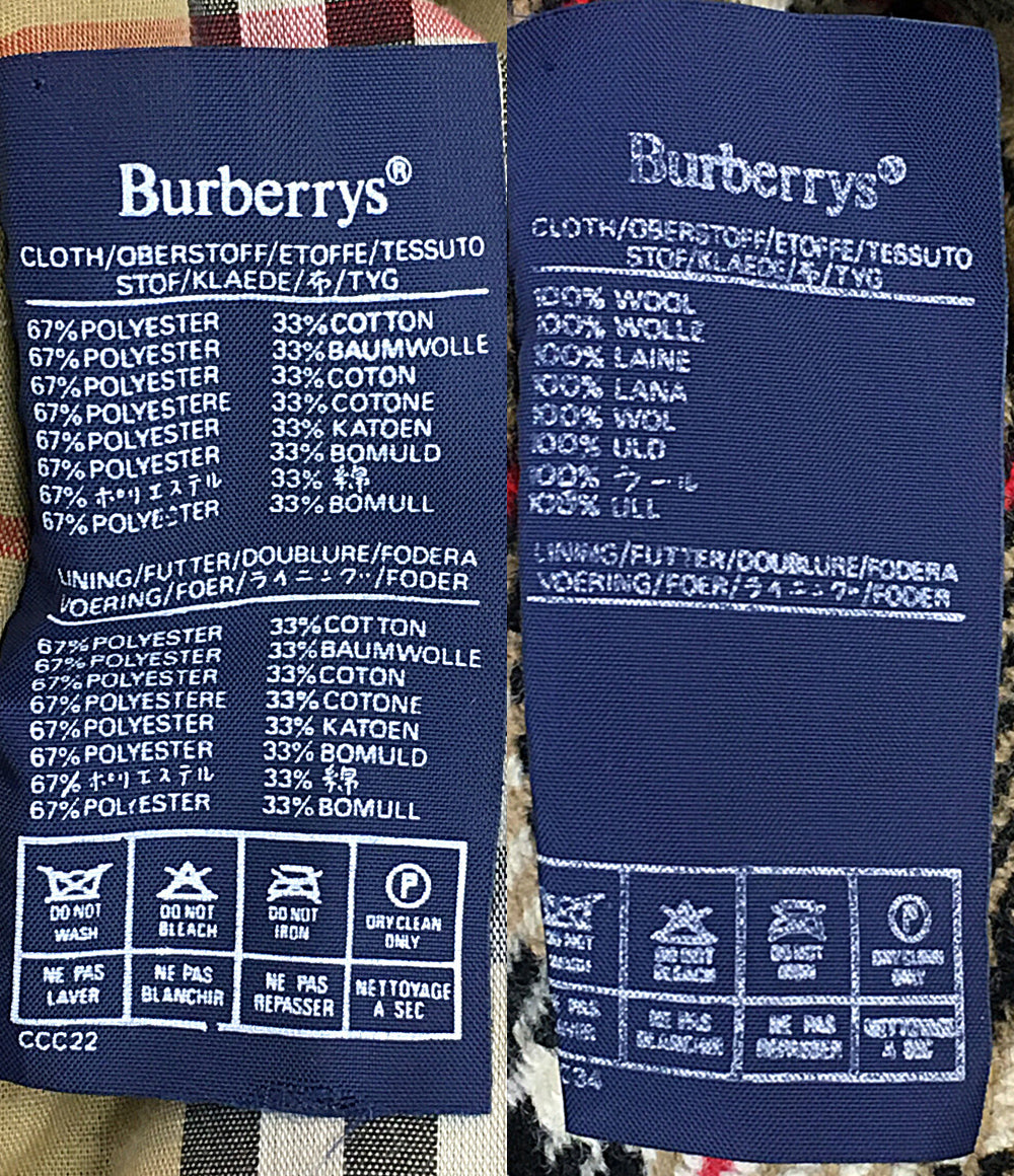 Burberrys ステンカラーコート 裏地チェック ネイビー メンズ SIZE