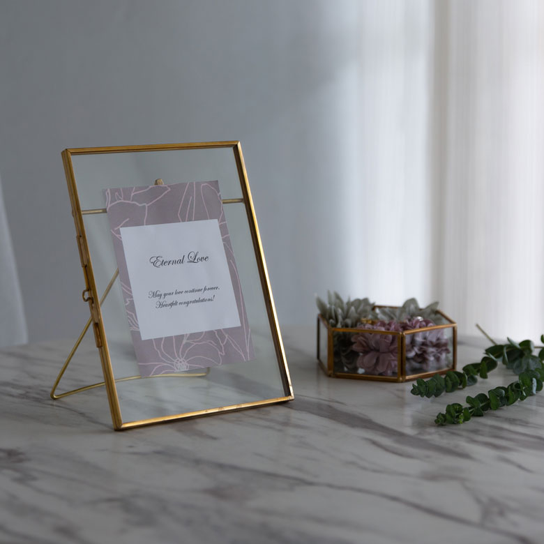 ガラスと真鍮でできたフォトフレーム(63270)写真立て おしゃれ フォト