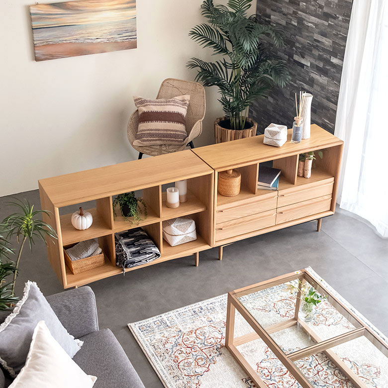 シェルフ 木製 2段 3列 オープンタイプ W 100 × D 34 × H 72 cm