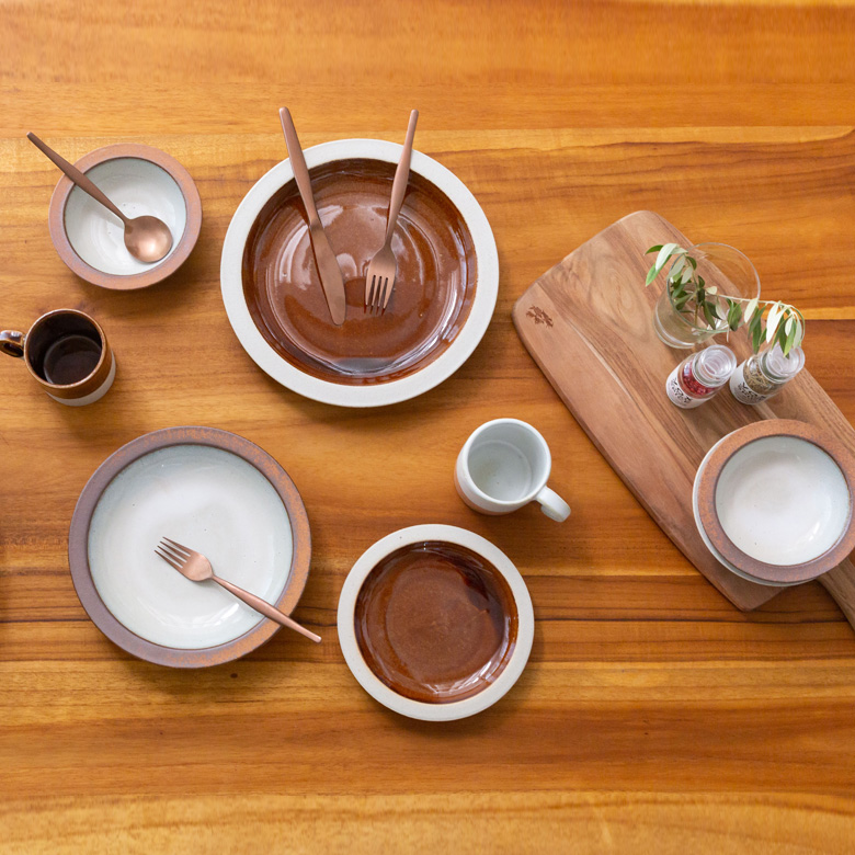 皿 プレート 直径27cm ホワイト ブラウン [90149] | 【生活雑貨の