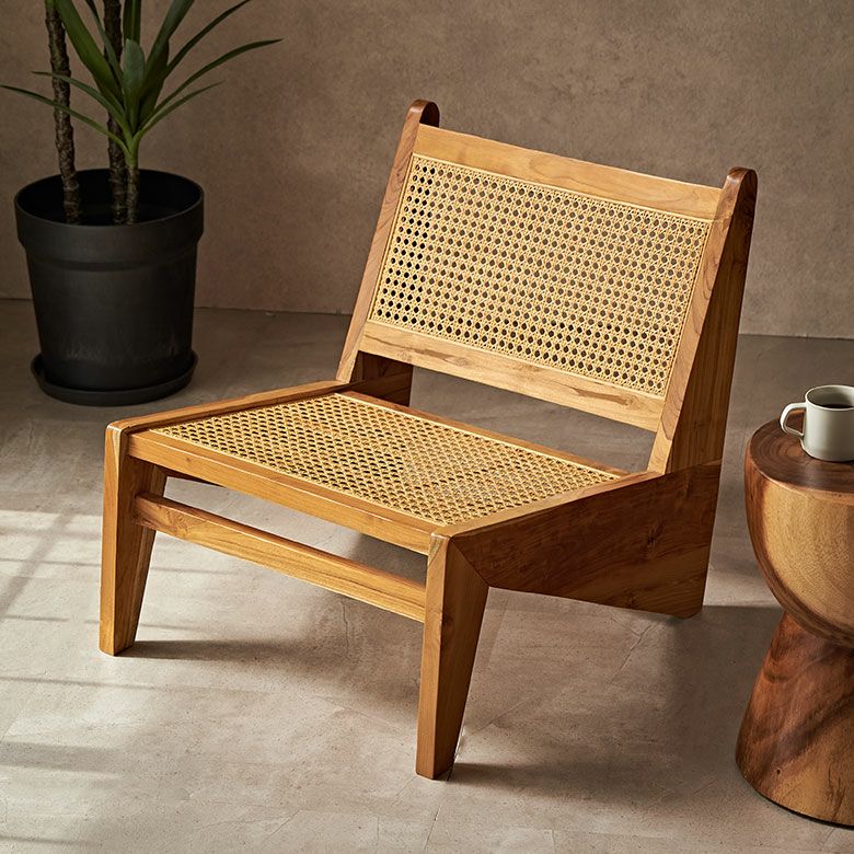 チークとラタンのラウンジチェアー（ピエール・ジャンヌレ カンガルー