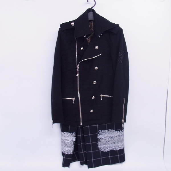 Roen/ロエン ダブルライダース型Pコート/コットン スカルコンチョ