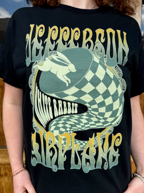 T-Shirt - Official Jefferson Airplane T-shirt White Rabbit/Green