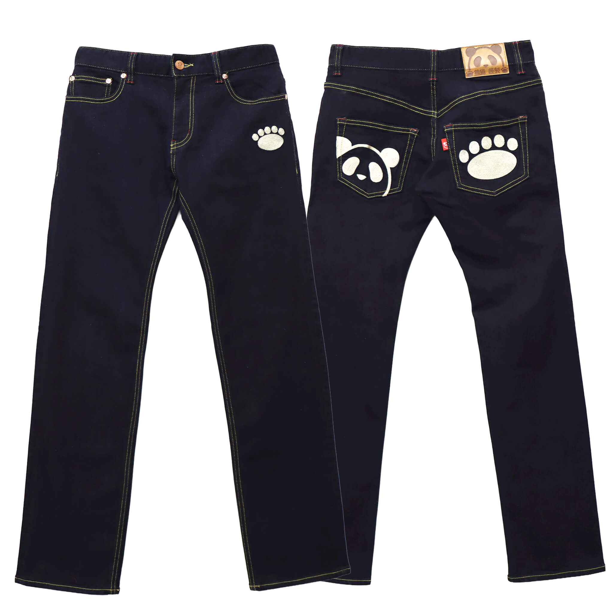 熊猫謹製 スリムストレート ストレッチ デニム パンツ(595650