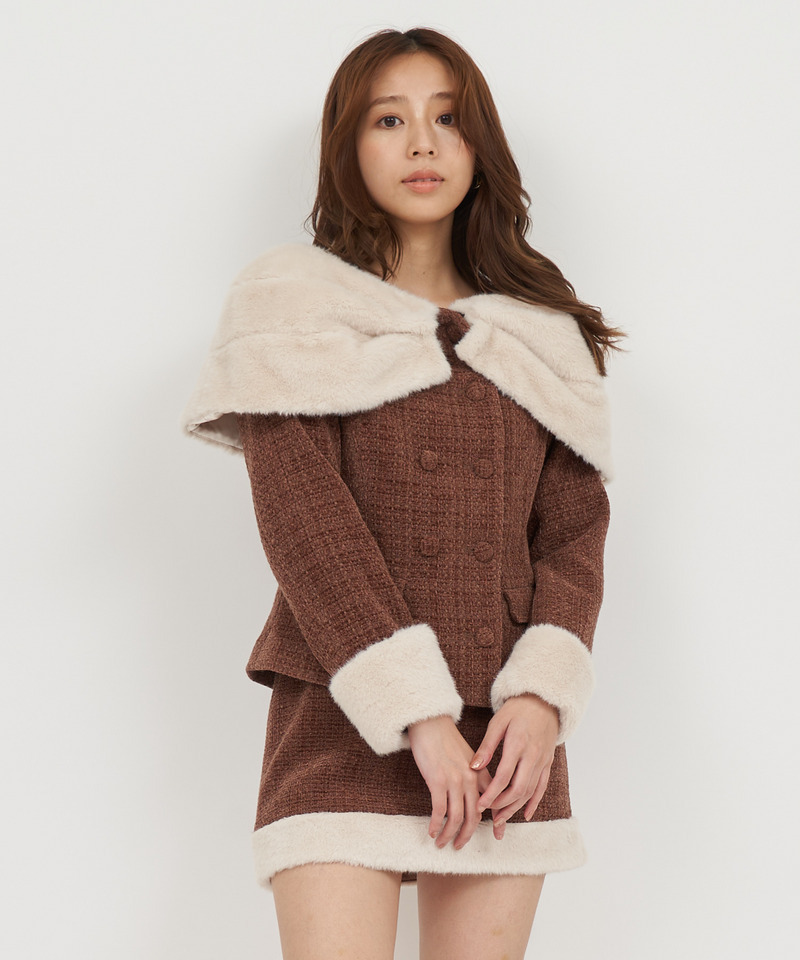 ファーカラーツイードジャケット｜ROYAL PARTY ロイヤルパーティー