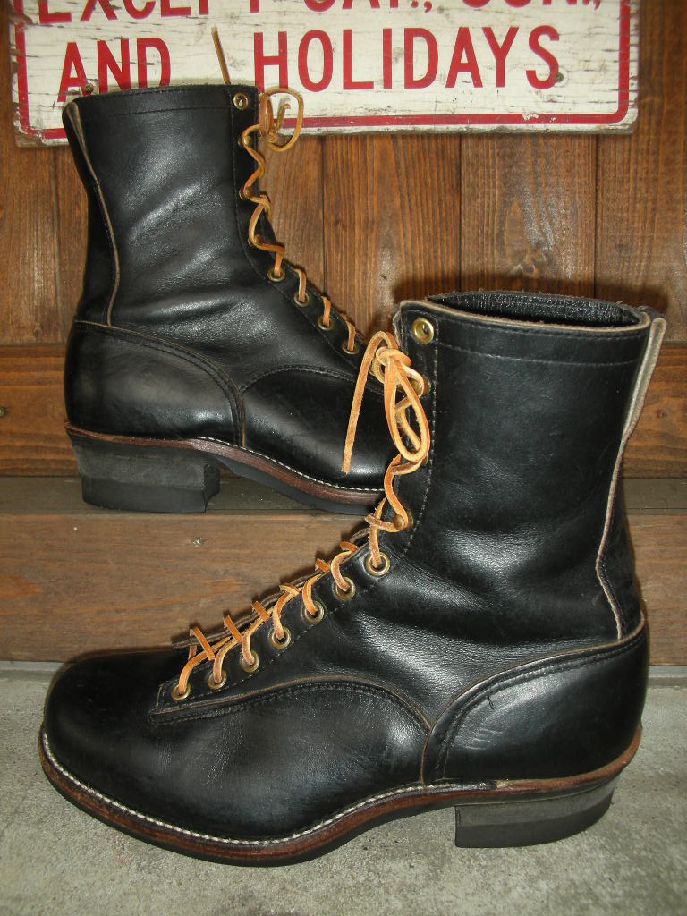 1960'S CHIPPEWA LACE TO TOE LOGGER BOOTS SZ/8-8H - ROCK-A-HULA